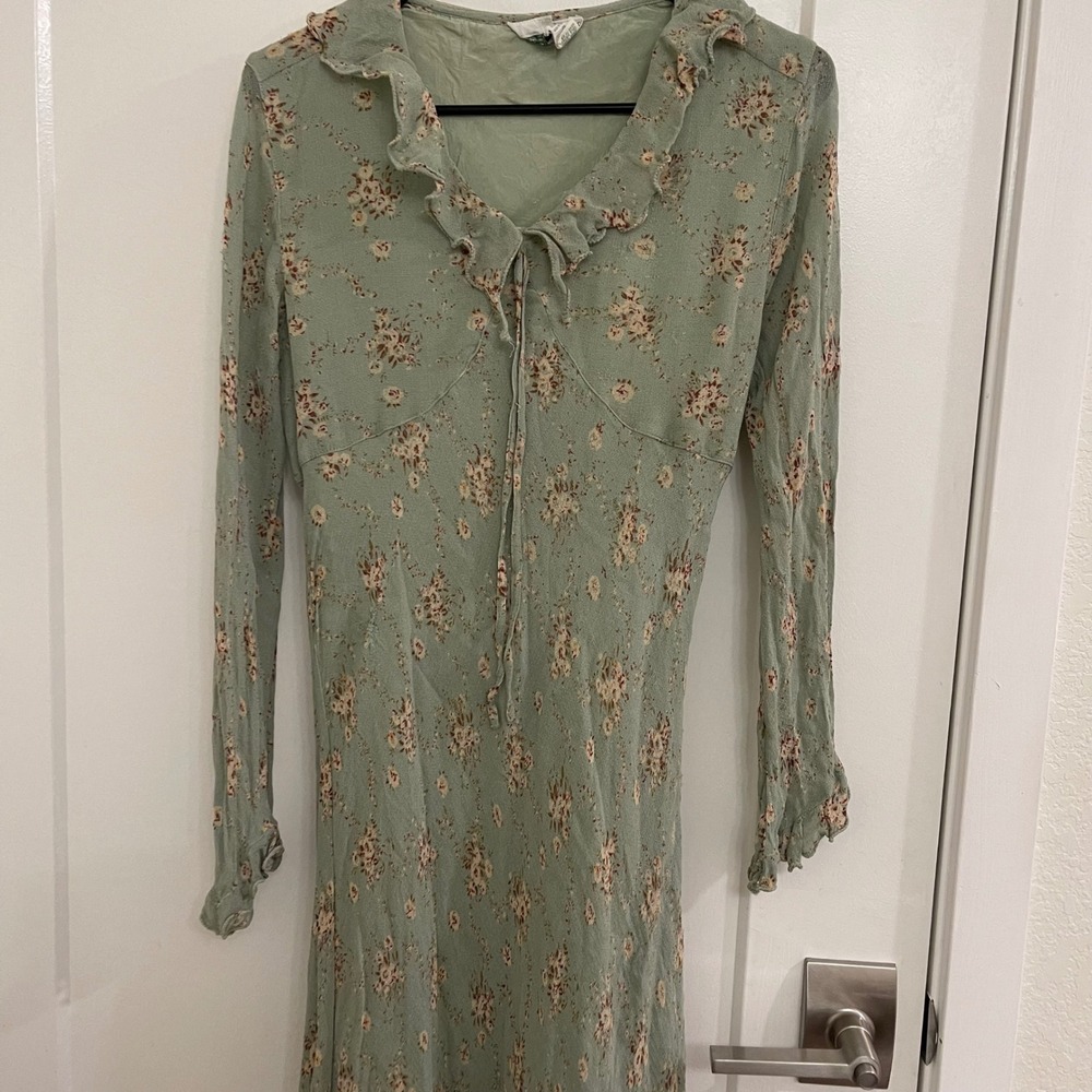 Vintage April Cornell Green Whimseygoth Dress Asymmetrical Fairycore Fall